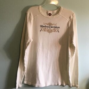 Harley-Davidson Cream Long Sleeve Shirt with Gold Logo
